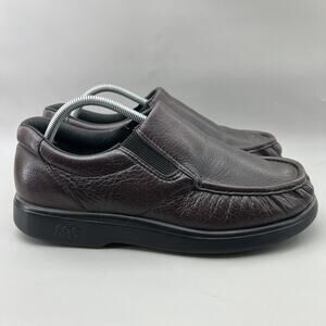 SAS Side Gore Comfort Loafers Mens Size 11.5 W Burgundy Leather Slip On Shoes
